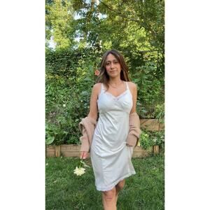 VINTAGE SATIN LACE TRIM SLIP DRESS — IVORY